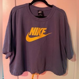 Nike Blue Crop Top Cinch Waist